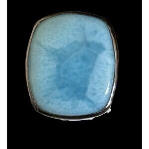 Larimar Statement Ring | Amethyst Accents, Black Rhodium Sterling Silver, Size 8